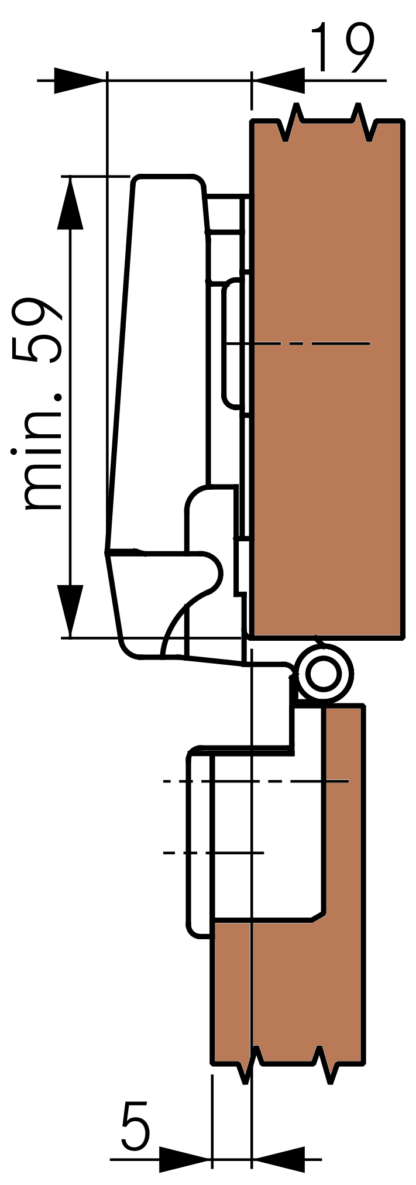 To stykker UMAXO 180° enkeltleddhengsel (for rabattdører) Zamak, polert messing. SETT (2 x hengsel, 2 x monteringsplate). Som erstatning for NEXIS SLIDE-ON 80 (MEPLA) - Bilde 5