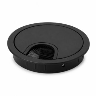 Høykvalitets solid zamak kabelgjennomføring, Ø80 mm for skrivebord med børsteforsegling, overflate: svart. Tabell kabelføring Kabeluttak fra SISO / Danmark