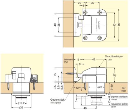 Høykvalitets trykknapp med håndtaksfunksjon, laget av messing, overflate: nikkelbelagt, satengbehandlet matt, finish: rund, TLP-WB og TLP-LBM(W). Solid trykknapp for campingvogn, yacht og mye mer, av Sugatsune / LAMP® (Japan) - Bilde 2