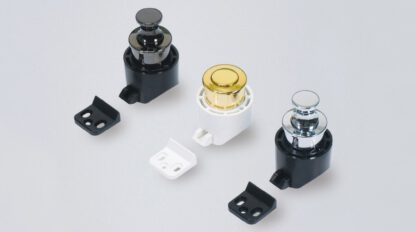 Trykknapp av høy kvalitet med håndtaksfunksjon, laget av sinklegering (ZDC), overflate: gullfarget, blank polert, PKL-08/GA og PKLW. Solid trykknapp for campingvogn, yacht og mye mer, av Sugatsune / LAMP® (Japan) - Bilde 4