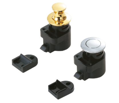 Trykknapplukking av høy kvalitet med håndtaksfunksjon, laget av sinklegering (ZDC), overflate: forkrommet, finish: rund, DPL-RO-CR. Solid trykknapp for bobil, campingvogn og mye mer, av Sugatsune / LAMP® (Japan) - Bilde 6