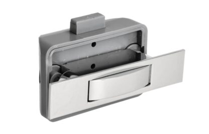 Trykknapp av høy kvalitet med soft-close og håndtaksfunksjon, laget av zamak, overflate: forkrommet, design: rektangulær, 14.03.042-0. - Bilde 6