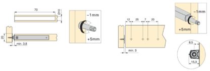 2 stk elegant trykklås, med monteringshus, overflate: grå, versjon: magnetisk, 1900321. Stabil push-to-open døråpner for møbeldører, skapdører, klaffer og mye mer, fra EMUCA - Bilde 3