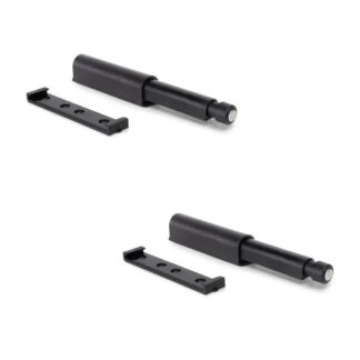 2 stk. elegant trykknapp, overflate: svart, 62 mm (2-7/16"), versjon: magnetisk, 2033917. Stabil push-to-open-lukking for møbeldører, skapdører, klaffer og mye mer, fra EMUCA