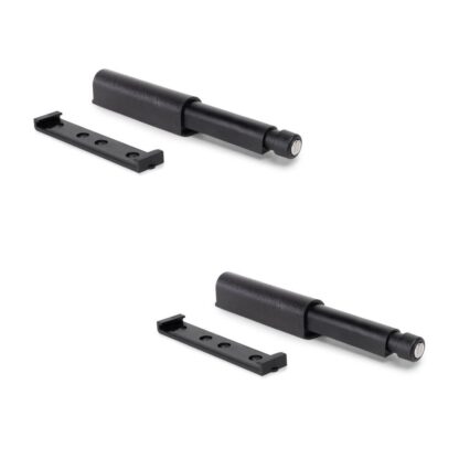 2 stk. elegant trykknapp, overflate: svart, 62 mm (2-7/16"), versjon: magnetisk, 2033917. Stabil push-to-open-lukking for møbeldører, skapdører, klaffer og mye mer, fra EMUCA