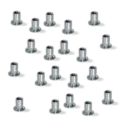 20 stk høykvalitets press-fit mutter med innvendig gjenge M8, laget av stål, overflate: galvanisert, 20 mm (25/32"), 8029105. Praktisk innstikkshylse med krage for møbeltilkoblinger og mye mer, fra EMUCA