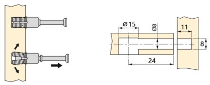 20 stk ekspansjonsbolter, laget av stål og plast, overflate: galvanisert, 21,6 mm (27/32"), 5912805. Utvidbart koblingsanker for eksentriske koblinger, hyller, skapdeler og mye mer, av EMUCA - Bilde 3