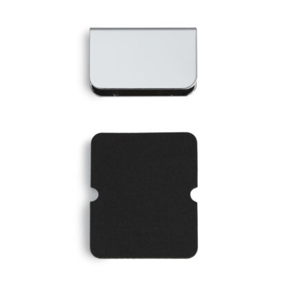 Motplate for glasstykkelse 6 mm (15/64"), laget av stål, overflate: forkrommet, 35 mm (1-3/8"), K-110CR og K-110-P6. Motstykke til vitrinedør, magnetisk fluesnapper og mye mer, av Sugatsune / LAMP® (Japan)