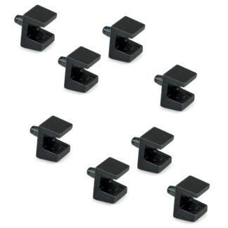 8 stk høykvalitets glasshyllebraketter, overflate: svart, 5 mm (13/64"), 4007953. glasshyllebraketter for glasshyller, glassskaphyller, baderomsskap og mye mer, av EMUCA