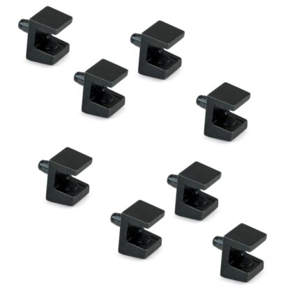 8 stk høykvalitets glasshyllebraketter, overflate: svart, 5 mm (13/64"), 4007953. glasshyllebraketter for glasshyller, glassskaphyller, baderomsskap og mye mer, av EMUCA