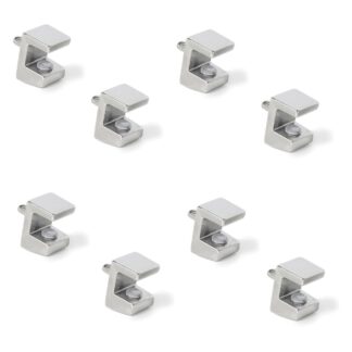8 stk høykvalitets glasshyllebraketter, overflate: nikkelbelagt, 3 mm (1/8"), 4010007. glasshyllebraketter for glasshyller, glassskaphyller, baderomsskap og mer, av EMUCA