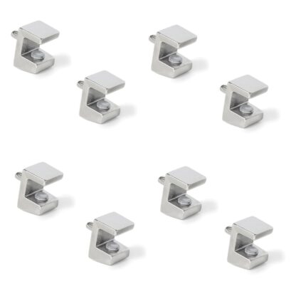 8 stk høykvalitets glasshyllebraketter, overflate: nikkelbelagt, 3 mm (1/8"), 4010007. glasshyllebraketter for glasshyller, glassskaphyller, baderomsskap og mer, av EMUCA