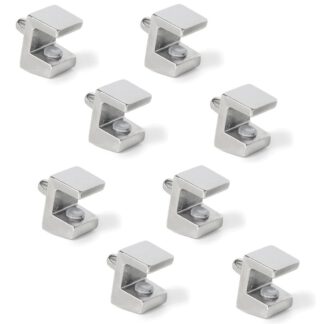 8 stk høykvalitets glasshyllebraketter, overflate: nikkelbelagt, 5 mm (13/64"), 4007907. glasshyllebraketter for glasshyller, glassskaphyller, baderomsskap og mer, av EMUCA