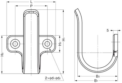 Stor universalkrok av høy kvalitet laget av SUS304 rustfritt stål, overflate: skinnende polert, 85 mm (3,4″), 5H-85M. Håndklekrok laget av V2A for baderom, skipsbygging, bobiler, uteområder, fuktige miljøer og mye mer, fra Sugatsune / LAMP® (Japan) - Bilde 3