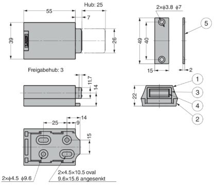 Kraftig magnetisk trykk-for-åpne-lås for ekstra tunge håndtaksløse dører Touch-Latch ML-ZN80 fra SUGATSUNE / Lamp (Japan) - Bilde 6