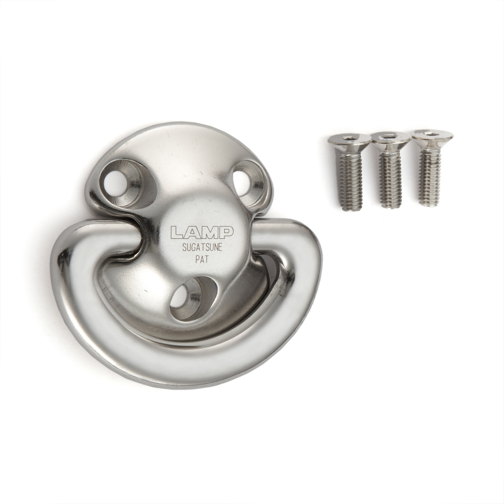 Høykvalitets SUS316 rustfritt stål lydløst sammenleggbart dekksug, 56,5 mm (2,3"), EY-R50. V4A sammenleggbar padeye for skipsbygging, yachter, sløyfestopp, utendørs, fuktig miljø, tøft miljø og mye mer, av Sugatsune / LAMP® (Japan)