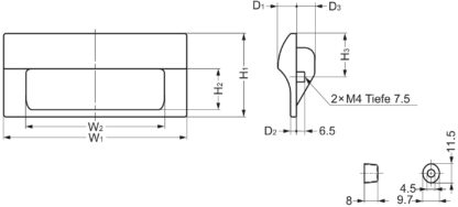 Høykvalitets rektangulært grepskall laget av robust plast, overflate: svart, 110 mm (4,4″) HH-JS110-BL. Møbelhåndtak HH-JS110-BL for metallplater, tre, skuff, metallskap, treskap, kontormøbler, soveromsmøbler, av Sugatsune / LAMP® (Japan) - Bilde 3
