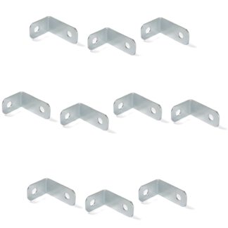 10 stk små solide stålvinkelkoblinger, overflate: sinkbelagt, 34 mm (1,4") 8030205. Monteringsbrakett E.FB.24 for hylle, bokhylle, bord, skap og mye mer, av EMUCA