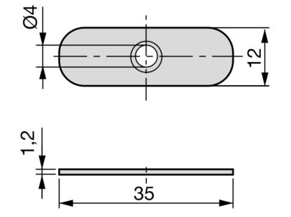 10 stk lang oval motplate med sentralt forsenket hull og to festespisser, overflate: galvanisert, 35 mm (1-3/8"), 2030905. motstykke for magnetiske låser og mye mer, av EMUCA - Bilde 2