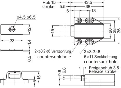 2 stk. magnetiske trykknapper av høy kvalitet, inkl. Push-to-open døråpner for møbeldører, skapdører og mye mer, av Sugatsune / LAMP® (Japan) - Bilde 2