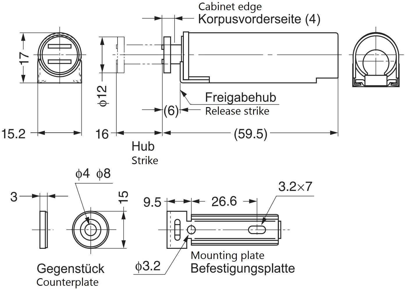 2 stk magnetiske snaplåser med hus i rustfritt stål, inkl. Push-to-open døråpner for møbeldører, skapdører, skapklaffer og mye mer, av Sugatsune / LAMP® (Japan) - Bilde 2