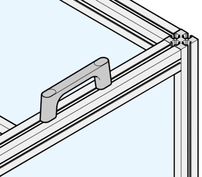 Høykvalitets solid enhetshåndtak laget av sinklegering (ZDC), forkrommet, satengmatt med grå dekkhetter, 145 mm (5,8") KMH-120-GR. Maskinhåndtak KMH-120-GR for industriskap, produksjonsanlegg, maskinteknikk, av Sugatsune / LAMP® (Japan) - Bilde 4