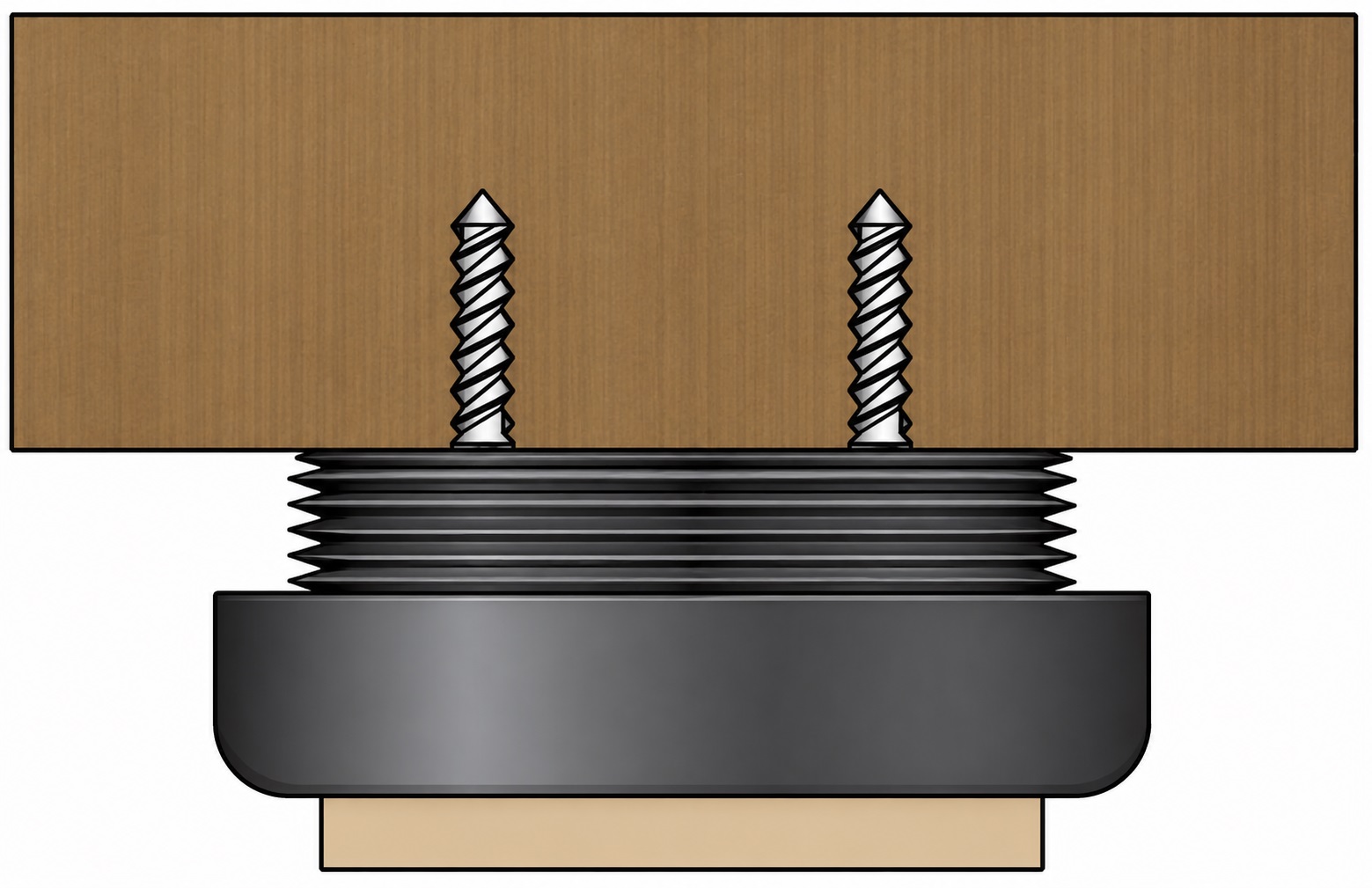 4 solide møbler, lastekapasitet: 600 kg (1323 lbs), overflate: svart, ⌀25 mm (63/64"), versjon: med filtpute, B573-25-BK. Justerbar base for møbler, bord, skap, bordben og mye mer, av Kojima (Japan) - Bilde 3