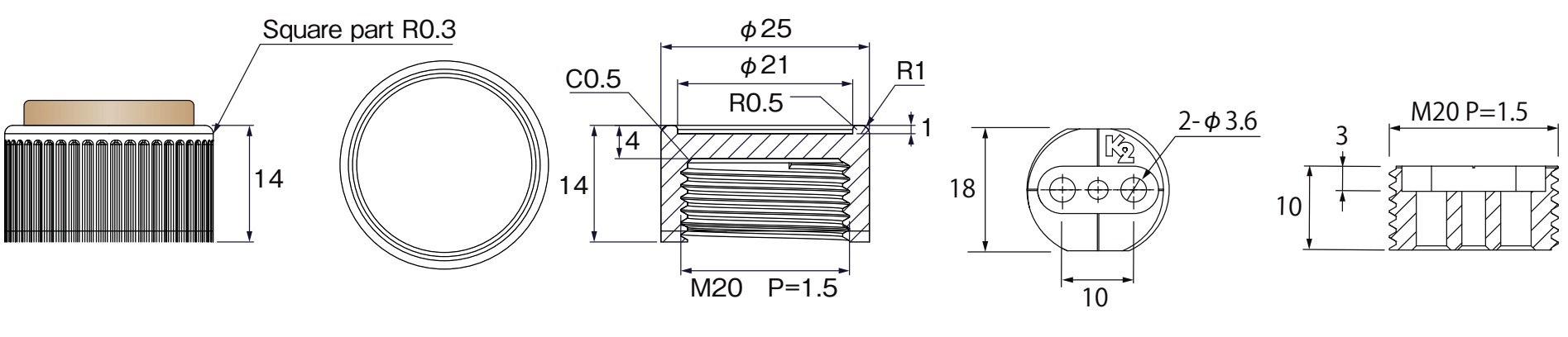 4 solide møbler, lastekapasitet: 600 kg (1323 lbs), overflate: svart, ⌀25 mm (63/64"), versjon: med filtpute, B573-25-BK. Justerbar base for møbler, bord, skap, bordben og mye mer, av Kojima (Japan) - Bilde 2