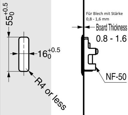 Monteringsbrakett, 50 mm (2″), NF-50. Monteringsbrakett for platemontering, Sugatsune / LAMP foldbar krok NF-60, Sugatsune / LAMP foldkrok NF-R64, Sugatsune / LAMP foldbar krok NF-K64, fra Sugatsune / LAMP® (Japan) - Bilde 3