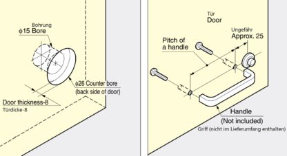 Trykknapplukking for tykke møbeldører fra 22 til 25 mm, overflate: brun, SL-B251-BR. Push-Latch for bobilkonvertering, yachtinteriør, campingvognmøbler og mye mer, av Sugatsune / LAMP® (Japan) - Bilde 3