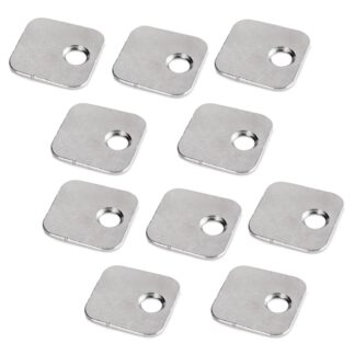 10 stk firkantet benkeplate med off-center hull, overflate: nikkelbelagt, 20 mm (25/32"), 1050007. motstykke med sideveis forskjøvet perforering for magnetiske låser, push-to-open og mye mer, av EMUCA
