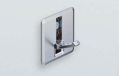 Høykvalitets firkantet fjærhengslet krok for innfelling, overflate: forkrommet, 64 mm (2,6″), NF-K64-CR. Firkantet sammenleggbar krok med automatisk lukking, for småhus, bobil, yacht og mye mer, fra Sugatsune / LAMP® (Japan) - Bilde 3