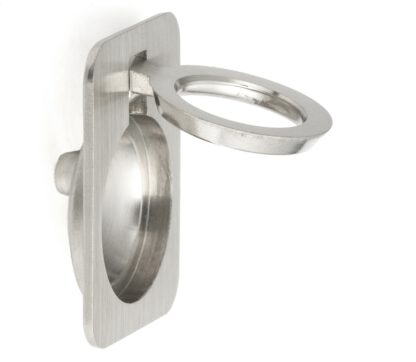 Ringformet sammenleggbart håndtak laget av messing, finish: hvit bronse, satengmatt, 38 mm (1,5″) 587-50WB. Ringhåndtak 587-50WB inspeksjonspanel for bobil-båtinspeksjonsdør fra Sugatsune / LAMP® (Japan) - Bilde 5