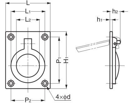 Ringformet sammenleggbart håndtak laget av messing, finish: hvit bronse, satengmatt, 47,5 mm (1,9″) 587B-60WB. Ringhåndtak 587B-60WB RV Båtinspeksjonspanel Inspeksjonsdør fra Sugatsune / LAMP® (Japan) - Bilde 3
