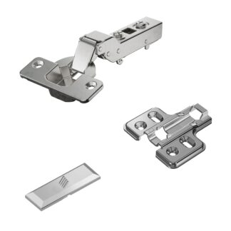 Rustfritt stålhengsel for potte, myklukket, støtte: halv-tilstedeværende, laget av rustfritt stål, design: monteringsplate med 2 mm avstand, 9289592. korrosjonsbestandig rustfritt stålhengsel for utemøbler og mye mer, av Hettich