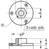 4 stykker rund skruplate med M8 gjenger, monteringsplate, laget av solid sinklegering, 25 mm (1″), AD-555-25-M8. Monteringsplate, for møbelføtter, møbelhjul, maskinføtter, skapben, sofaføtter og mye mer, fra Sugatsune / LAMP® (Japan) - Bilde 2