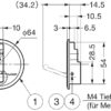 Høykvalitets rund fjærhengslet krok for innsetting, overflate: svart, satengmatt, 64 mm (2,6″), NF-R64-BL. Rund sammenleggbar krok med automatisk lukking, for småhus, bobil, campingvogn, yacht, tog, buss og mye mer, fra Sugatsune / LAMP® (Japan) - Bilde 3