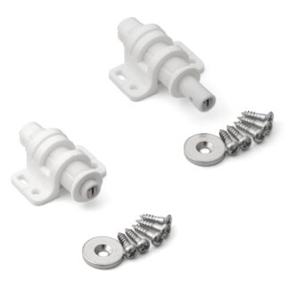 2 stk rund magnetisk snapklaff med justeringsmulighet, inkl. Push-to-open døråpner for møbeldører, skapdører og mye mer, av Sugatsune / LAMP® (Japan)