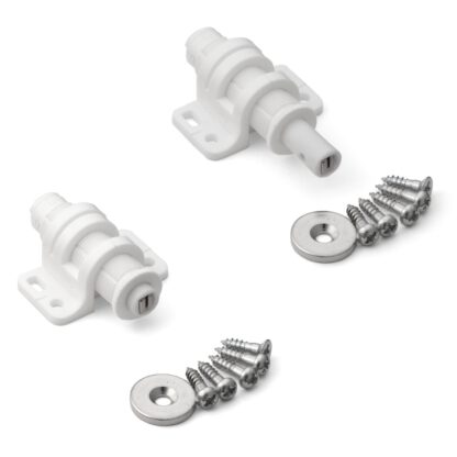 2 stk rund magnetisk snapklaff med justeringsmulighet, inkl. Push-to-open døråpner for møbeldører, skapdører og mye mer, av Sugatsune / LAMP® (Japan)