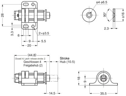 2 stk rund magnetisk snapklaff med justeringsmulighet, inkl. Push-to-open døråpner for møbeldører, skapdører og mye mer, av Sugatsune / LAMP® (Japan) - Bilde 2