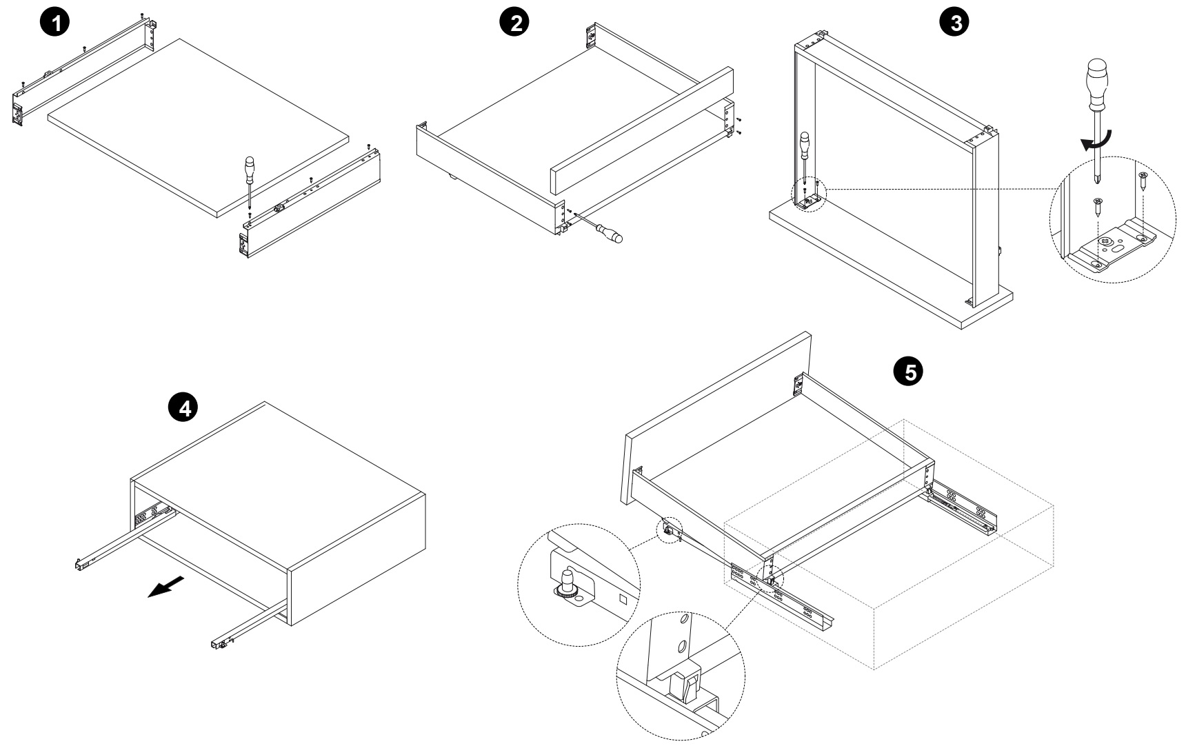 Skuffesett, med ekstra tynne rammer, høyde: 88 mm (3-15/32"), overflate: antracitgrå, 340 mm (13-25/64"), versjon: delvis forlengelse med push-to-open, 3275135 skuffesett for kjøkkenmøbler og mye mer, av EMUCA - Bilde 5