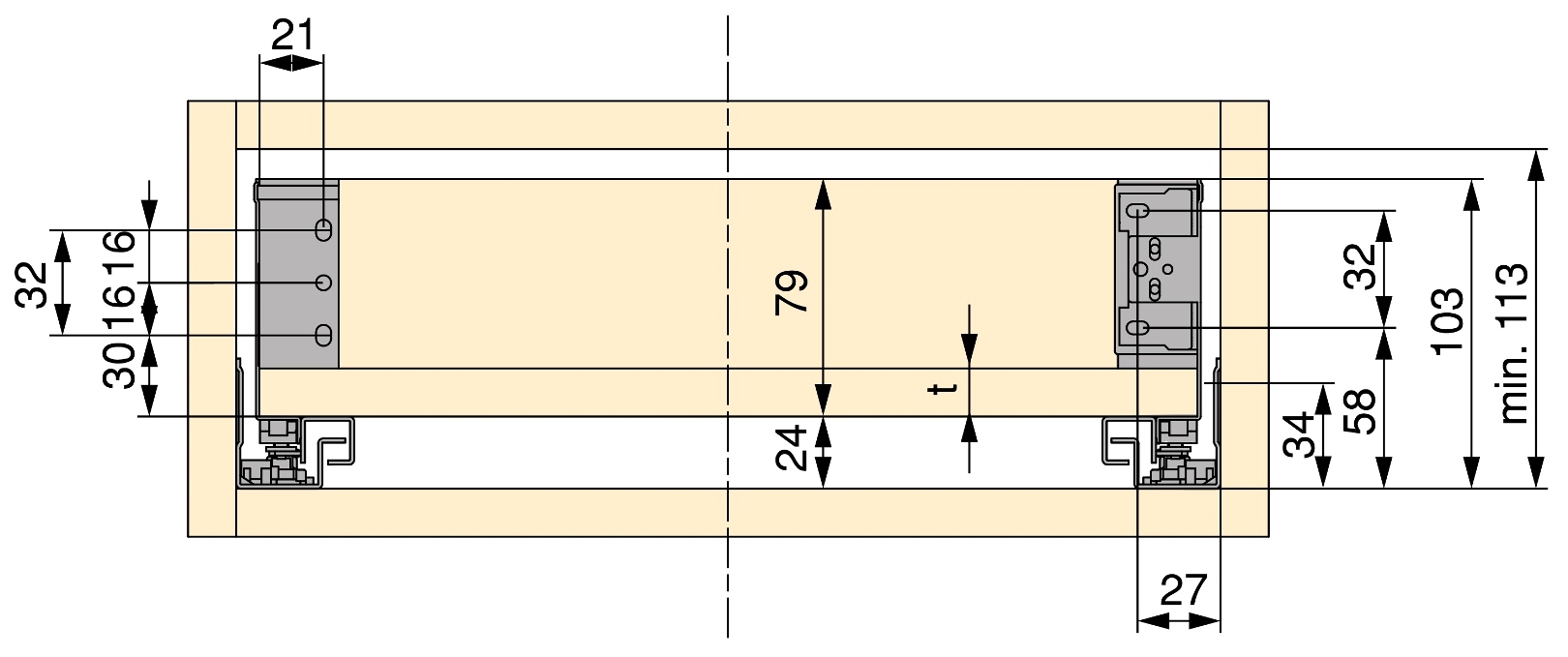 Skuffesett, med ekstra tynne rammer, høyde: 88 mm (3-15/32"), overflate: hvit, 450 mm (17-23/32"), versjon: delvis uttrekk med soft-close, 3275312. skuffesett for kjøkkenmøbler og mye mer, fra EMUCA - Bilde 5