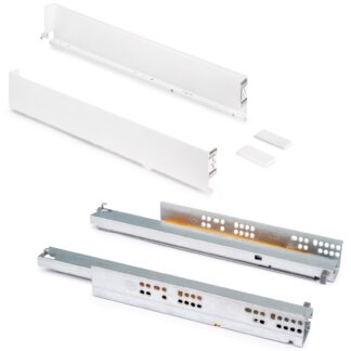 Skuffesett, med ekstra tynne rammer, høyde: 88 mm (3-15/32"), flate: hvit, 490 mm (19-19/64"), versjon: full utvidelse med myk lukking, 3275412 skuffsett for kjøkkenmøbler og mye mer, fra EMUCA