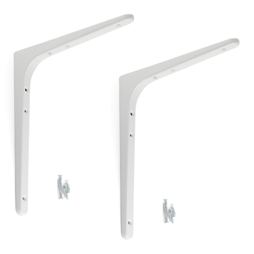 2 stk kraftig monteringsbrakett av høy kvalitet, lastekapasitet: 56 kg (124 lbs), overflate: hvit, 240 mm (9.5"), BTK-240W. Kraftige hyllebraketter for hyller, skillevegger, hyller, hyller, hjørneskjøter og mye mer, av Sugatsune / LAMP® (Japan)