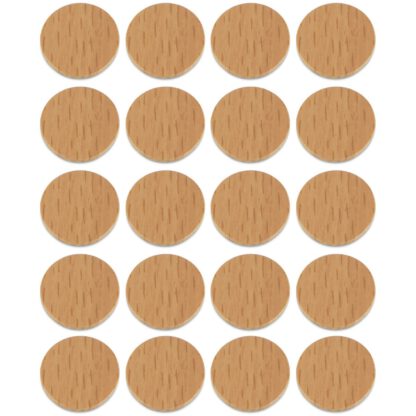 20 stykker selvklebende borehullsdeksel, laget av plast, overflate: bjørketre farge, 13 mm (33/64"), 5128930. skruehullsdeksel for møbler, skap, bord, seng og mye mer, av EMUCA