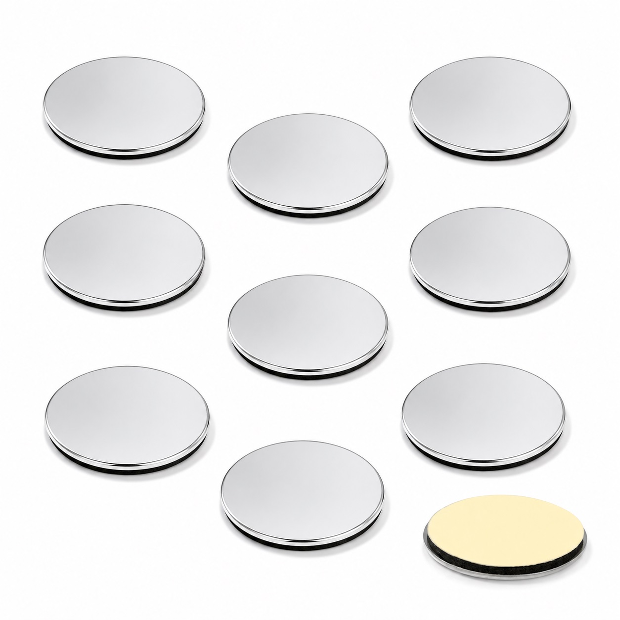 10 stykker selvklebende motplate, 22.01.118, diameter: ⌀19 mm, fra SISO, nikkelbelagt, versjon: rund. Produktbilde