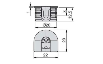 20 stykker stabil eksentrisk tilkobling ⌀20 mm med flens og klo ytre kappe for platetykkelse 16 mm (5/8"), laget av Zamak, 8470907. Robust eksentrisk kobling for møbeltilkobling og mye mer, av EMUCA - Bilde 2
