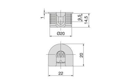 20 stykker stabil eksentrisk tilkobling ⌀20 mm med flens og klo ytre kappe for platetykkelse 19 mm (3/4"), laget av Zamak, 8070907. Robust eksentrisk kobling for møbeltilkobling og mye mer, av EMUCA - Bilde 2