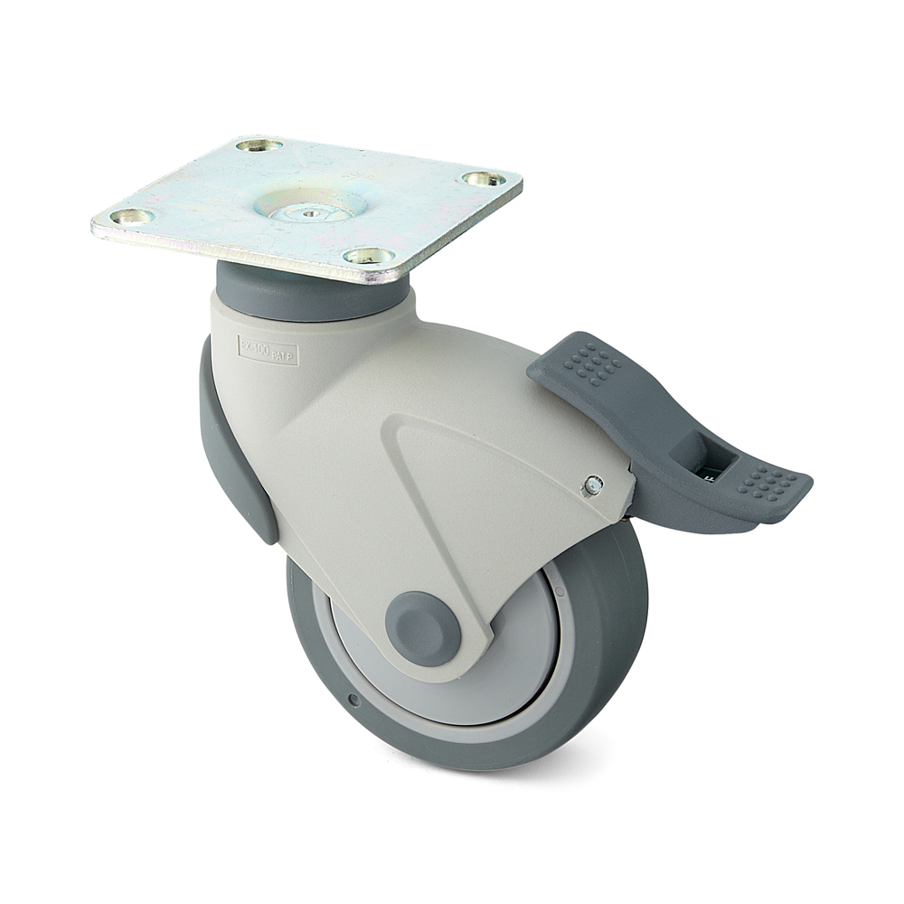Hjul med dobbelt bremsesystem, med plate EX-100PS, av Sugatsune / LAMP (Japan)