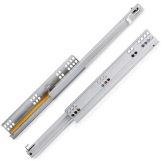 Gulvskinner, lastekapasitet: 25 kg (56 lbs), 350 mm (13-25/32"), versjon: delvis uttrekk med soft-close, 3019205. Høykvalitets gulvuttrekk for treskuffer, treskuffer, trehyller og mye mer, fra EMUCA